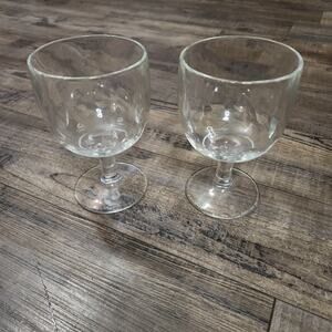 Set of 2 seemed thumbprint Glass Goblets U